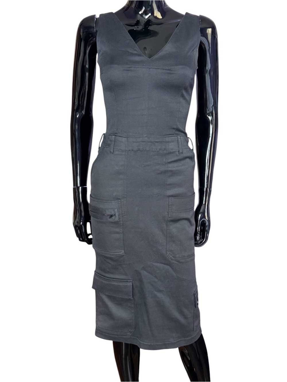 Dolce&Gabbana black Sleeveless  Utility Midi Dress IT 40 fits like XS